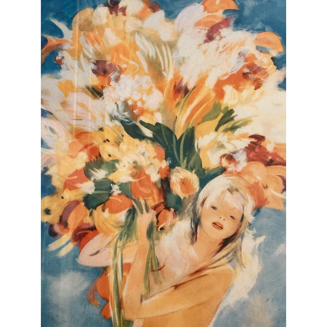 Jean Gabriel Domergue Framed Monte-Carlo Travel Poster Featuring Girl With Flowers by Jean Gabriel Domergue For Sale - Image 4 of 5