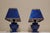 Vintage Bedside Lamps with Blue Ceramic Base and Handmade Sequined Shade by Lamplove, 1990s, Set of 2 For Sale - Image 6 of 8