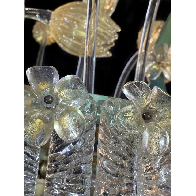 Glass Flower Chandelier with Gold Inclusions, 1950s For Sale - Image 6 of 18