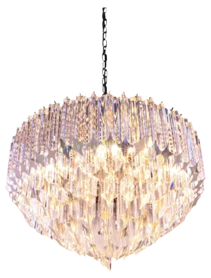 Germany Palwa Chandelier in Crystal Prism & Gilt Brass, 1960s