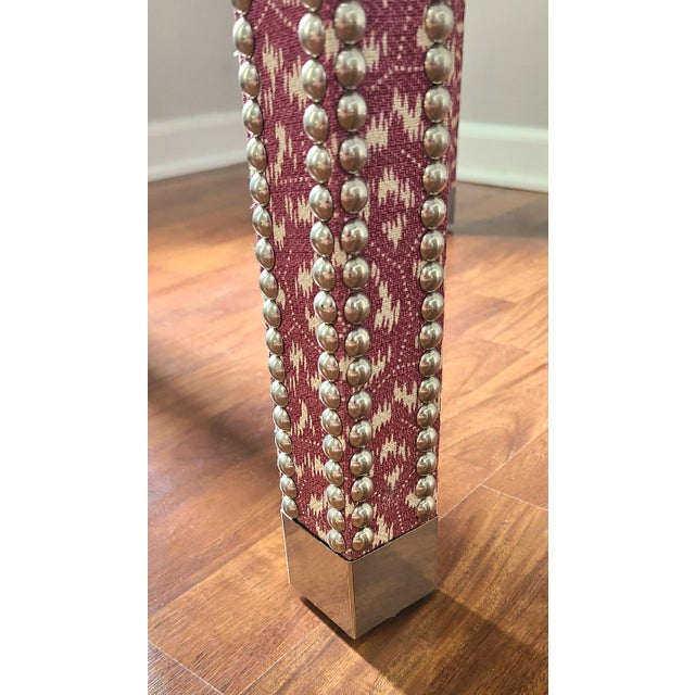 Transitional Pair of Parsons Upholstered Tables For Sale - Image 3 of 7