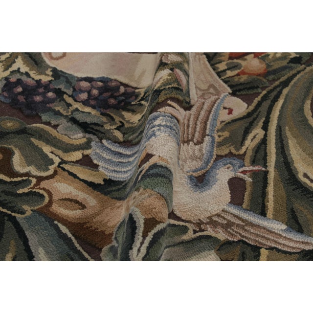 Textile Rug & Kilim’s Armorial Tudor Style Rug in Black, With Beige, Blue and Gold Tones For Sale - Image 7 of 8