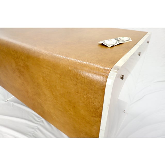Animal Skin Lucite Base Faux Snake Skin Sculptural Shape One-Drawer Writing Table Desk For Sale - Image 7 of 13