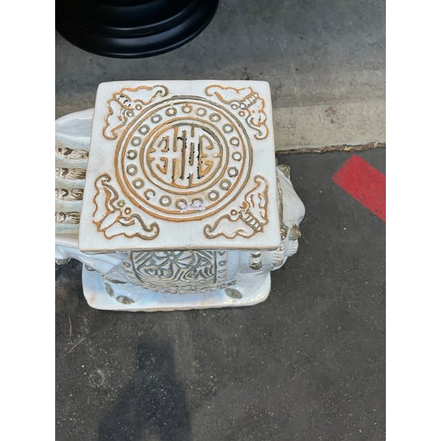 Vintage Asian Ceramic Elephant Plantstand in Beige, 1970s For Sale In Los Angeles - Image 6 of 12