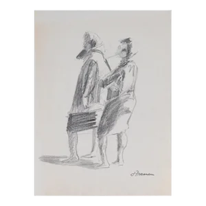 Standing Figure Pair 20th Century Graphite