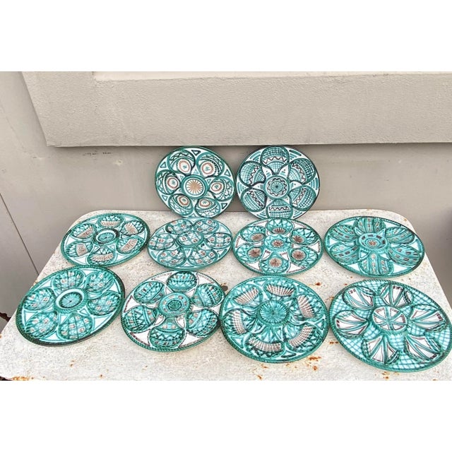 1950s Mid-Century Rare Ceramic Oyster Plate Robert Picault Vallauris For Sale - Image 5 of 6