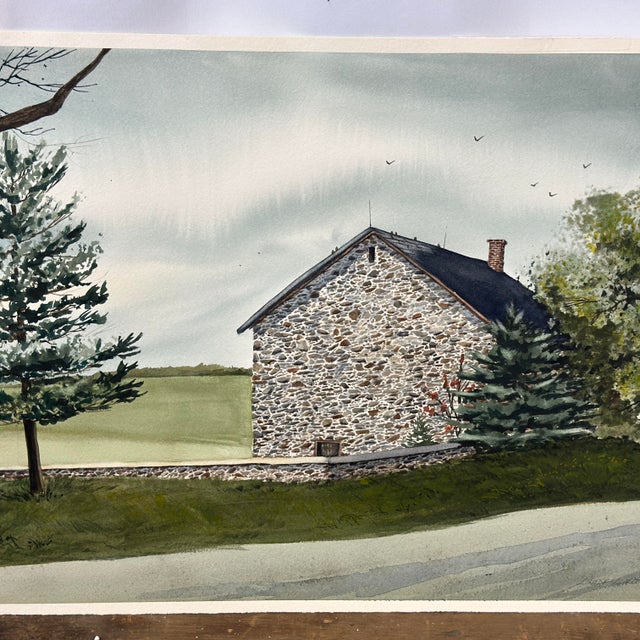 Linda Luke Pincock (American, 20th C) Farmhouse Landscape Watercolor Painting For Sale In Philadelphia - Image 6 of 12
