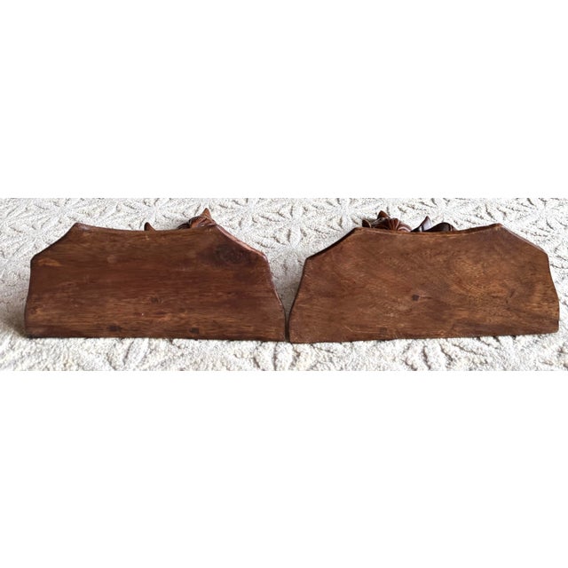Vintage Carved Wood Corbel Shelf Brackets Pair Acanthus Scroll Architectural Wall For Sale In Philadelphia - Image 6 of 8