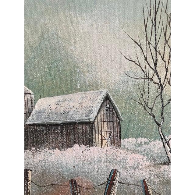 Bring a sense of the peaceful past to your space with this vintage landscape by Hopkins. The rustic cabin, rocky cliffs,...