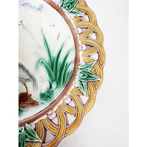 Majolica Plates and Earthenware Dish, France, Early 20th Century, Set of 3 For Sale - Image 11 of 15