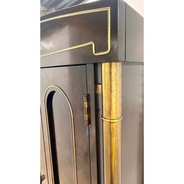 William Doezema for Mastercraft Burl Wood & Brass Armoire, 1970s For Sale - Image 11 of 14