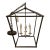 Modern Black Iron Four-Light Lantern Pendant Chandelier With Chain Suspension For Sale
