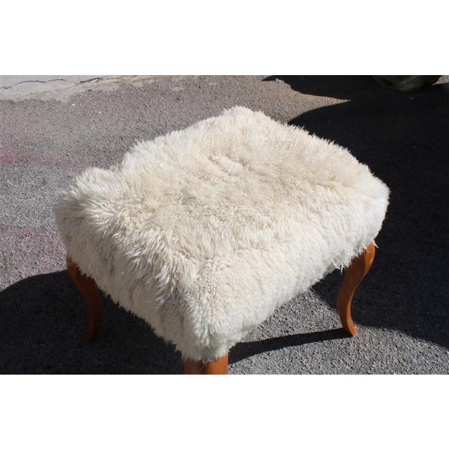 Stools in Walnut and Sheep's Wool, 1970, Set of 2 For Sale - Image 9 of 13