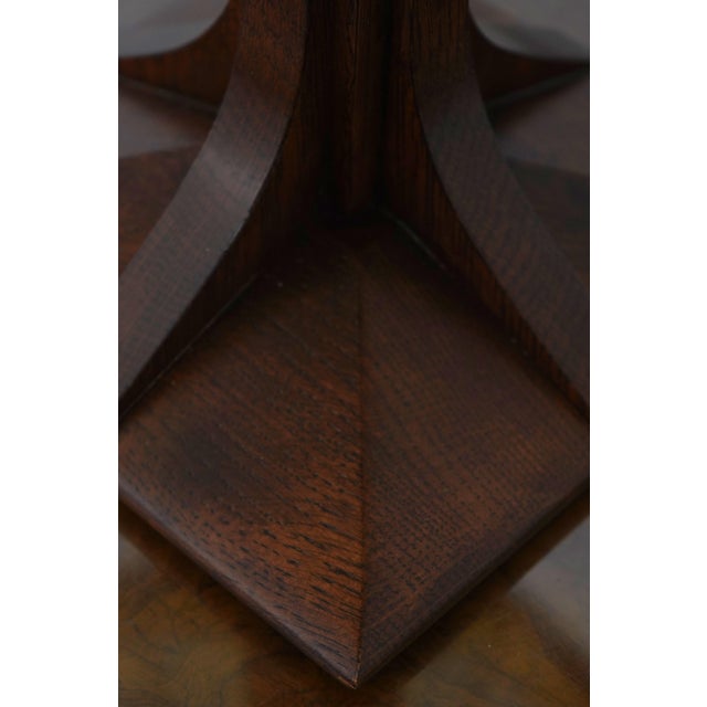 2010s Stickley Slag Glass Arts & Crafts Mission Oak Table Lamp For Sale - Image 5 of 15