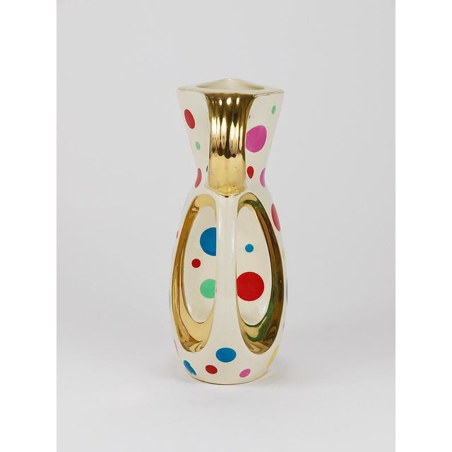 Ceramic Mid-Century Gold and Polka Dot Pitcher from Boch Frères, Belgium, 1950s For Sale - Image 7 of 18