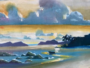 Costa Rican Sunset: Original Oil Painting by David Beynon Pena