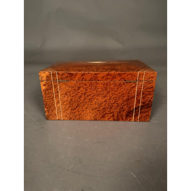 French 19th Century Burl Elm Jewelry Box With Bone Inlay, Circa 1890 For Sale - Image 10 of 12
