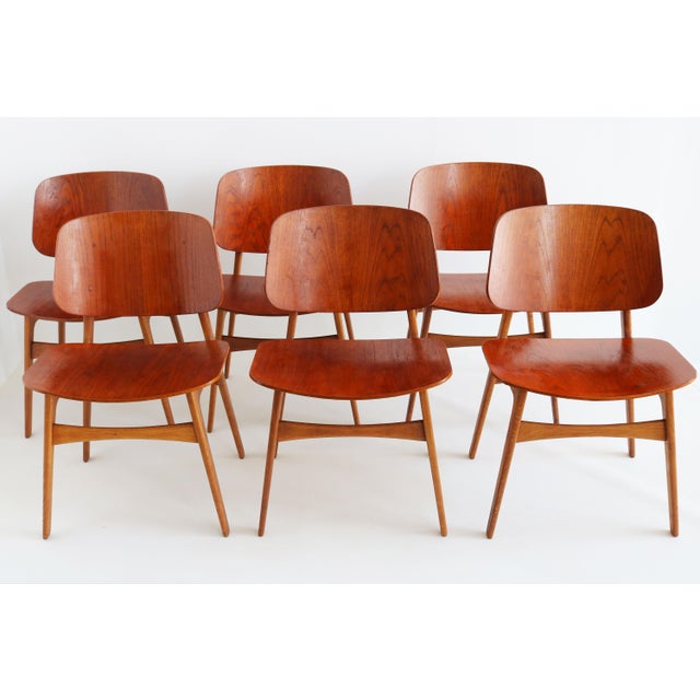 Danish Model 155 Shell Chairs by Børge Mogensen for Soborg, 1950, Set of 6 For Sale - Image 14 of 14