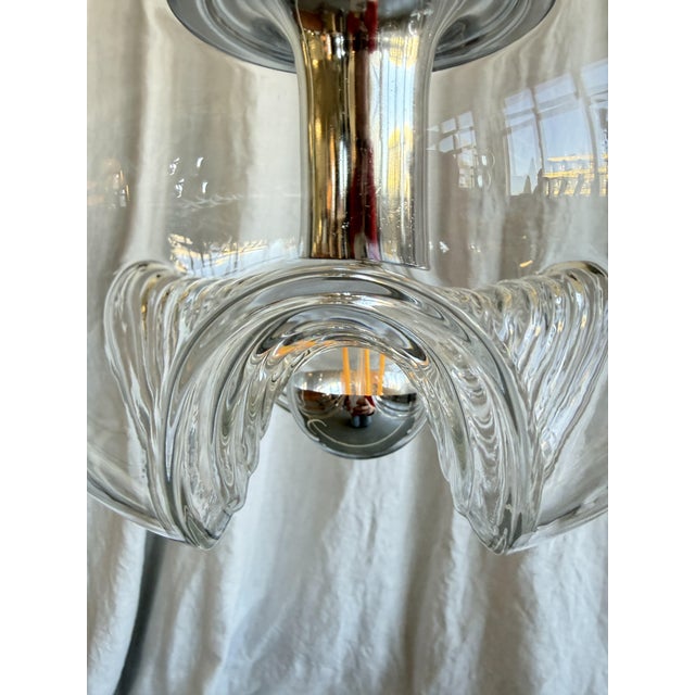 Silver Space Age Glass Futura Biomorphic Pendant by Koch & Lowy for Peill & Putzler, Germany, 1970s For Sale - Image 8 of 15