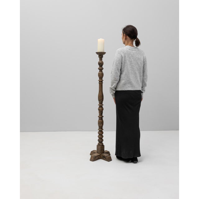 Traditional 19th Century French Wooden Candlestick For Sale - Image 3 of 18