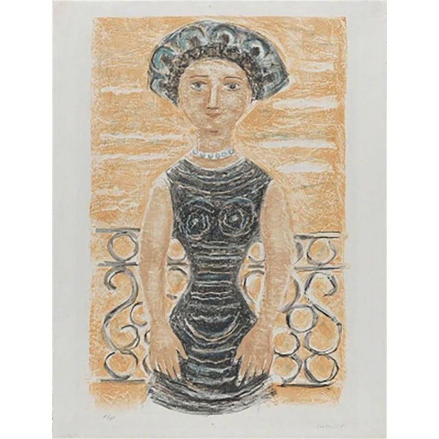 Massimo Campigli Italian 1895-1971 Woman on the Balcony Donna al Balcone Color lithograph Paper size: 66 x 43.5 cm. / 26 x...