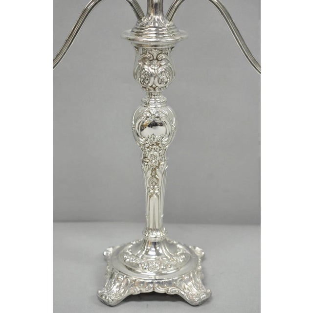 Vintage Wm Rogers & Son Silver Plated 3 Arm Convertible Candelabra - A Pair For Sale - Image 4 of 15