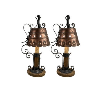 Brutalist Italian Table Lamps, 1960s, Set of 2 For Sale