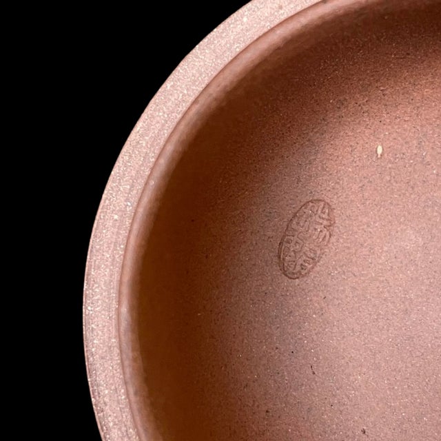 Terra Cotta Antique Chinese Yixing Zisha Pine & Blossoms Tea Pot, Signed For Sale - Image 8 of 10