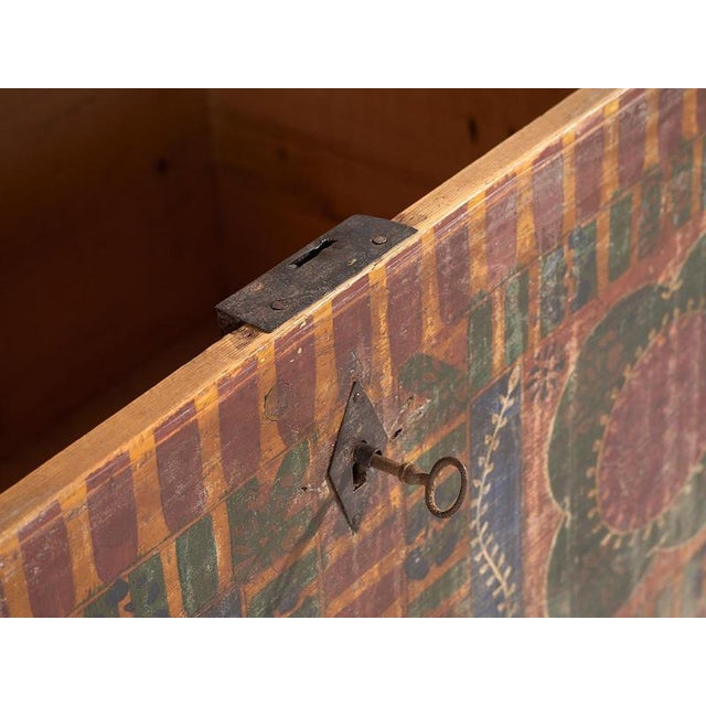Brown Large Antique Hand Painted Trunk, 1900s For Sale - Image 8 of 18