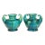 Pair 1930s Awaji Pottery Art Deco Japanese Vintage Studio Muscle Vases Blue Green Flambe For Sale