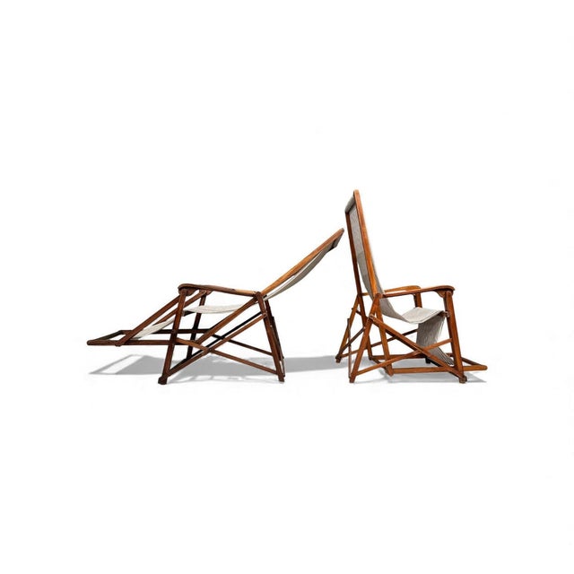 Pair of Chaise Lounges in Hardwood & Fabric, Lucio Costa, 1950s For Sale In New York - Image 6 of 9