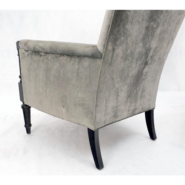 Mid 20th Century Pair of Tall Tufted Backs Black Lacquer Frames Decorative Arm Chairs Thrones For Sale - Image 5 of 16