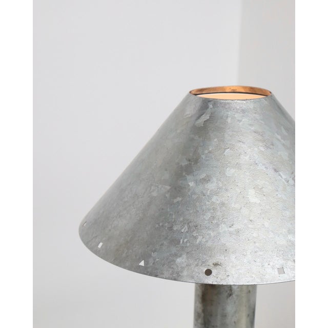 1980s 1980s Ron Rezek Galvanized Steel Table Lamp With Brass Accents For Sale - Image 5 of 7