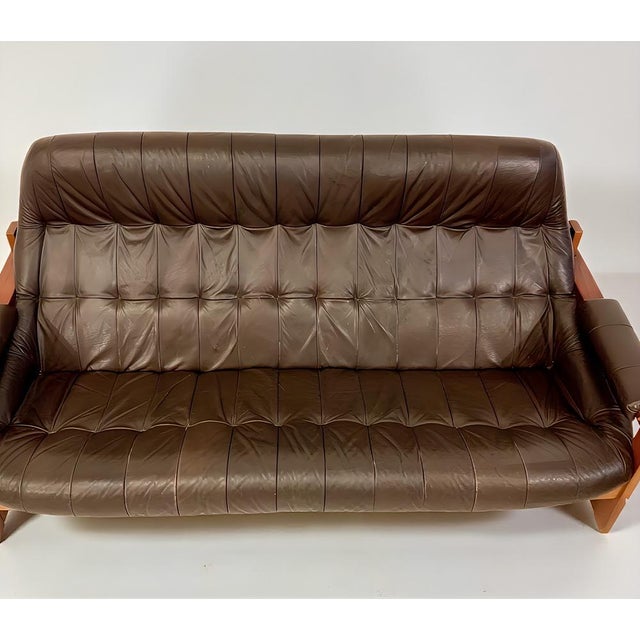 Wood Leather MP-91 / MP-163 Earth Lounge Sofa from Percival Lafer, Brazil, 1970s For Sale - Image 7 of 9