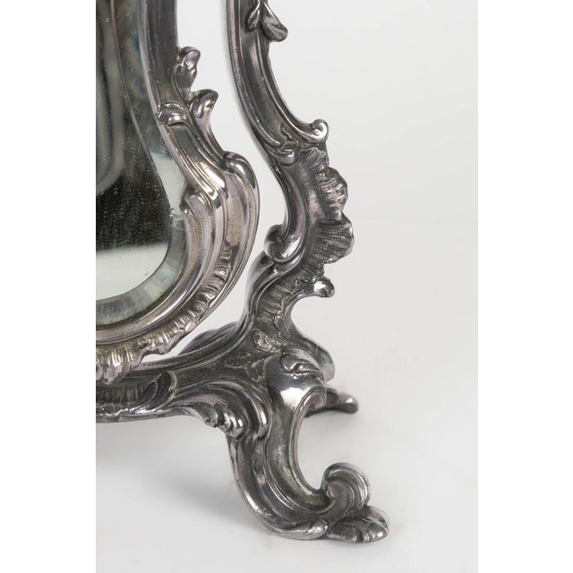 Napoleon III Silver-Plated Metal Table Mirror For Sale - Image 4 of 7