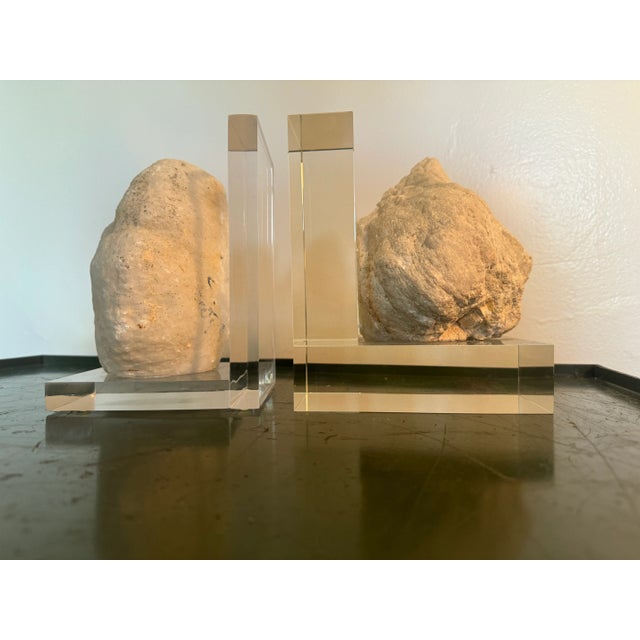 Early 21st Century Organic Geode & Lucite Bookends - Set of 2 For Sale - Image 5 of 10