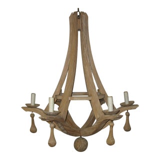 Antique 1900s European Wooden Chandelier For Sale