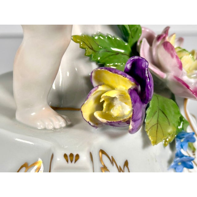 Carl Thieme Dresden Porcelain Figural Putto Candlestick For Sale - Image 12 of 18
