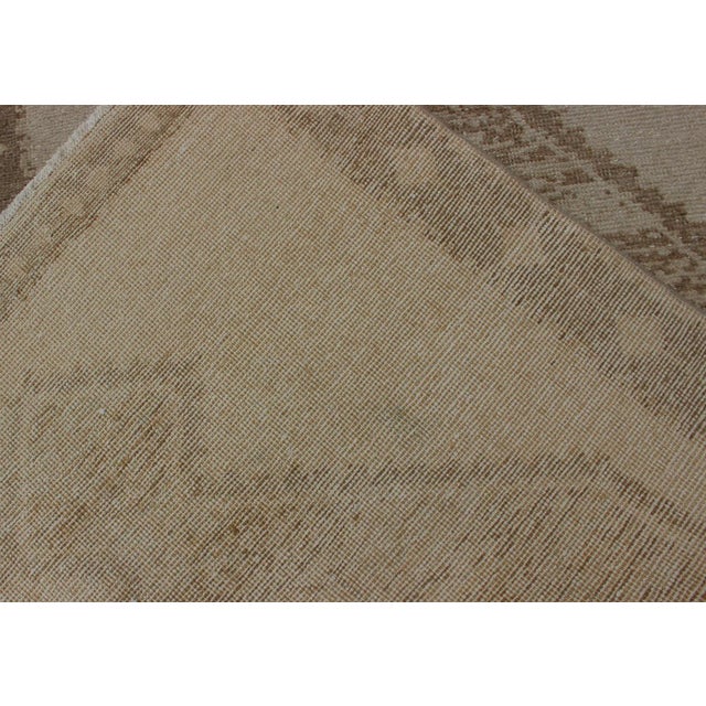 Vintage Turkish Oushak Wide Runner With Three Geometric Medallions in Neutral Colors For Sale - Image 12 of 13