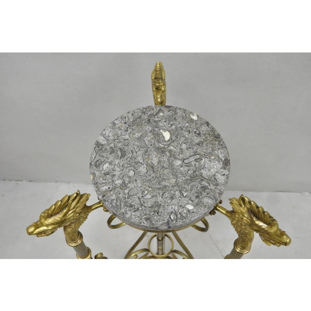 Late 19th Century Antique Italian Renaissance Brass Figural Dragon Head Pedestal Table Plant Stand For Sale - Image 5 of 15