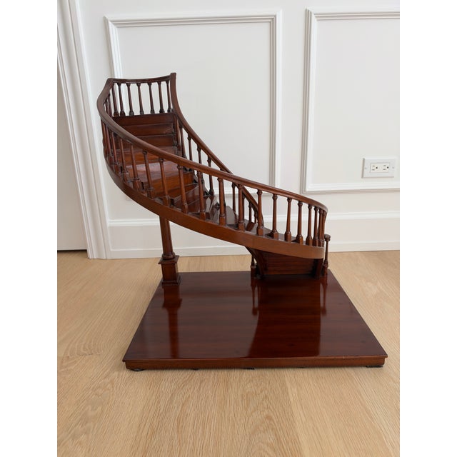 Vintage Mahogany Curved Staircase Architectural Model Sculpture, Maitland-Smith Style For Sale In Chicago - Image 6 of 10