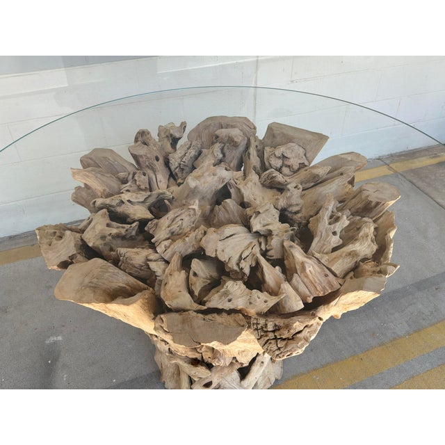 Revelation Organic Modern Teak Ball Dining Table For Sale - Image 4 of 7