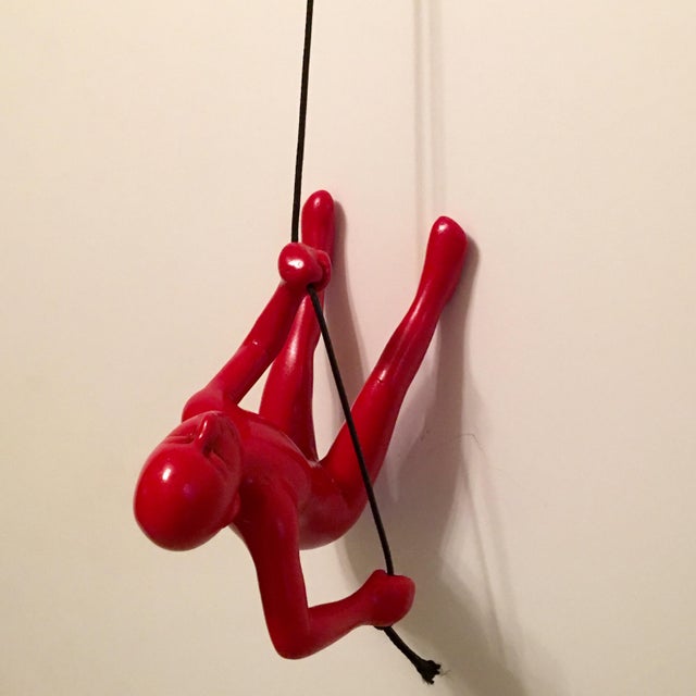 Modern Climbing Man Red New Design Wall Art For Sale - Image 3 of 4