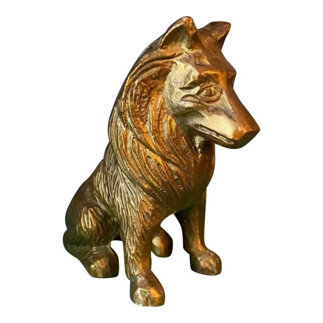 Vintage Brass Collie Shepard Dog For Sale