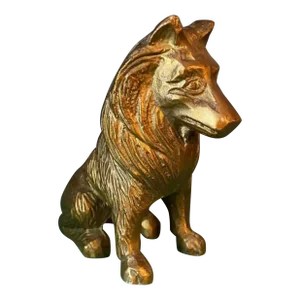 Vintage Brass Collie Shepard Dog