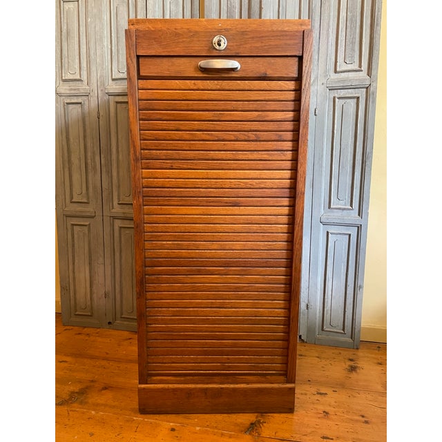 French Art Deco Roller Shutter Filing Cabinet, 1930s For Sale - Image 14 of 15