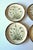 Wooden florentine coasters with floral motifs - set of 6 - in good vintage condition - there is a fault on one item -...