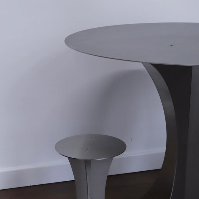 Mid-Century Modern T-01 Silver Stainless Steel Metal Dining Table by Kwaku Boateng For Sale - Image 3 of 5