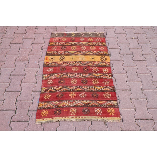1980s Turkish Red Striped Cecim Kelim For Sale - Image 9 of 9