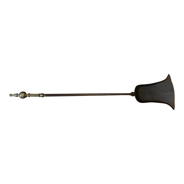 Antique Early 19th Century American Federal Brass & Iron Fireplace Shovel 1800 - 1820 For Sale